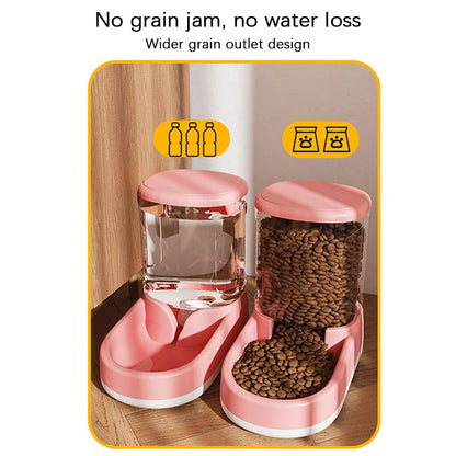 HOT 1PC Automatic Pet Feeder Water Dispenser Dog Cat Gravity Food And Water Dispenser With Pet Food Bowl Large Capacity
