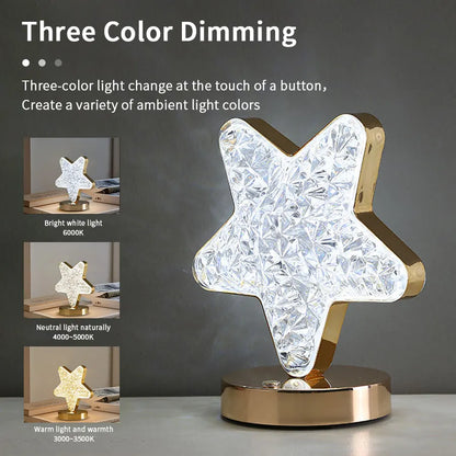Moon Star Led Night Light Rechargeable Crystal Table Lamp Touch Switch Dimmable Ramadan Room Decor Ambient 3D Moon Lamp Eid Gift