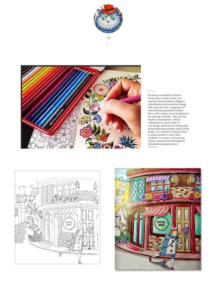 A Hand Painted Explore Wonderland Coloring Book 24 Pages Enchanted Forest/Secret Garden Graffiti Painting Books