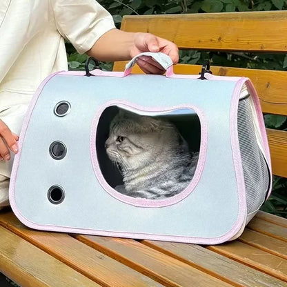 Cat Shoulder Bags High-capacity Cat Bag Foldable Hand-held Space Capsule Mesh Breathable Outing Pet Crossbody Bag Pet Backpack