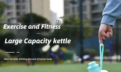 1pc 2L Sports Straw Large Capacity Fitness  With Straw Outdoor Plastic Portable Water Bottle With Scale Gradient Kettle