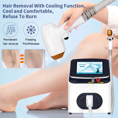 Diode Laser Hair Removal Machine Depiladora Laser 808NM 755NM 1064NM Tender Skin Safe Painless Permanent Depilation High Power