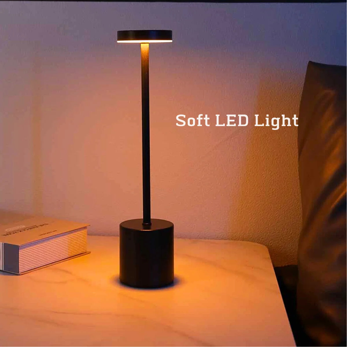 Classic Table Lamp USB Rechargeable Night Light Stepless Dimming Touch Desk Lamp 3 Colors Bedside Lamp Hotel Bar Decoration