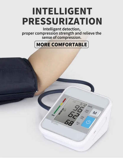 Arm Blood Pressure Monitor Digital BP Meter LCD Tensiometer Cuff Portable Irregular Pulse Heart Rate Tonometer Sphygmomanometer