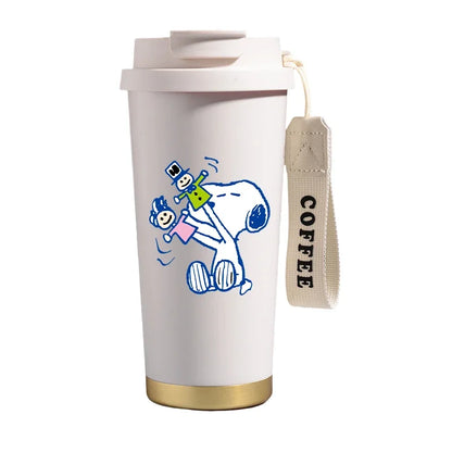 500ml Snoopys Stainless Steel Insulated Water Bottle Anime Kawaii Portable Travel Outdoor Car Tea Coffee Mug Cold Thermos Cup