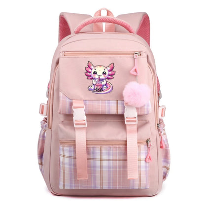 Cute Axolotl Backpack Print Backpacks Girls School Bag for Teenager Laptop Backpack