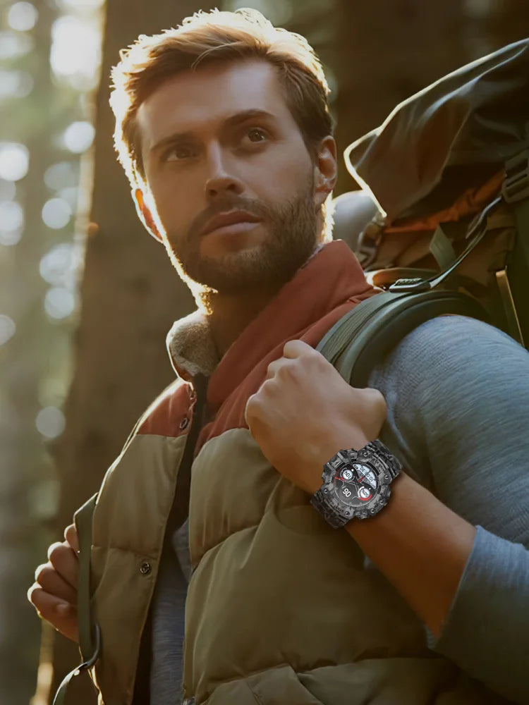 2025New Outdoor Fitness Activities Smart Watch Men Hiking Pedometer Compass LED Flashlight IP68 Waterproof Call Smartwatch