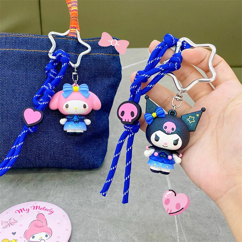 New Sanrio Kuromi 3D Keychain Kawaii Mymelody Cartoon Doll Couple Backpack Pendant Children's Birthday Toy Gift