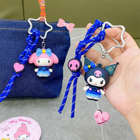 New Sanrio Kuromi 3D Keychain Kawaii Mymelody Cartoon Doll Couple Backpack Pendant Children's Birthday Toy Gift