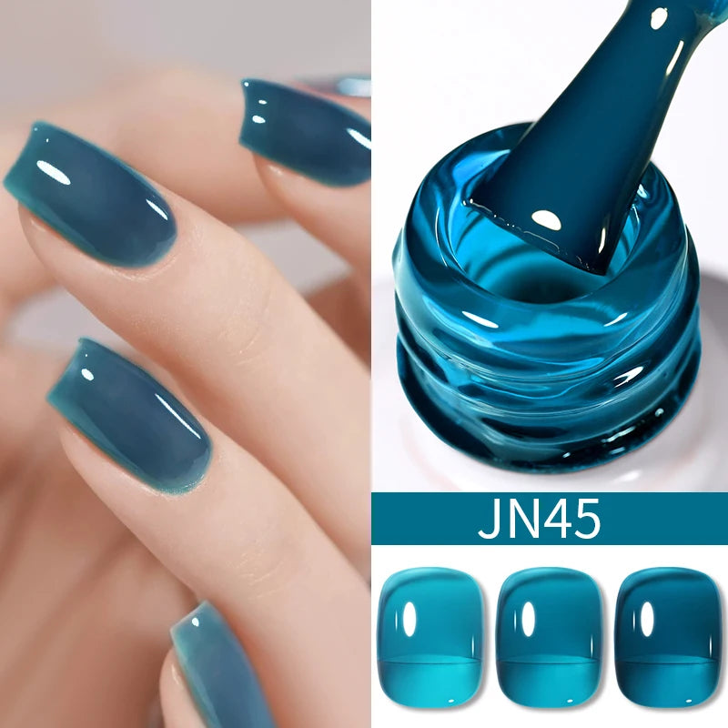 BORN PRETTY 10ml Wine Red Glitter Jelly Nude Gel Nail Polish Soak Off Translucent Color UV Light Cure for Nail Art DIY at Home