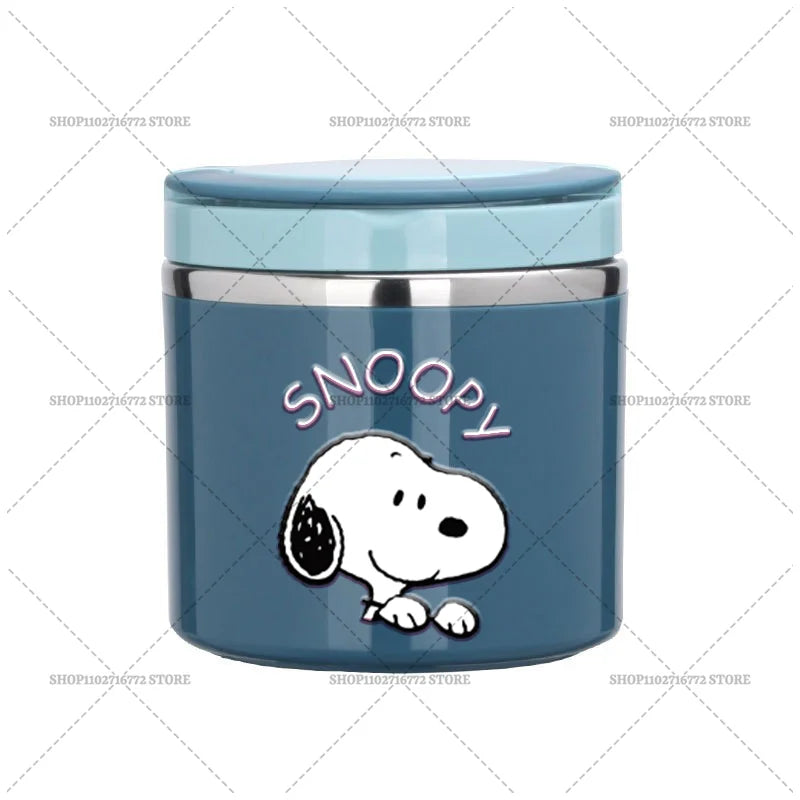 630ml Snoopys Food Thermal Jar Insulated Soup Cup Stainless Steel Vacuum Lunch Box with Handle Portable Sealed Bento Boxes Gift