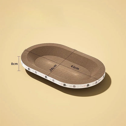 Corrugated Cat Scratcher Cardboard Oval Cat Scratch Pad Bowl Nest for Indoor Bed Cats Grinding Claw Round Cats Scratching Board