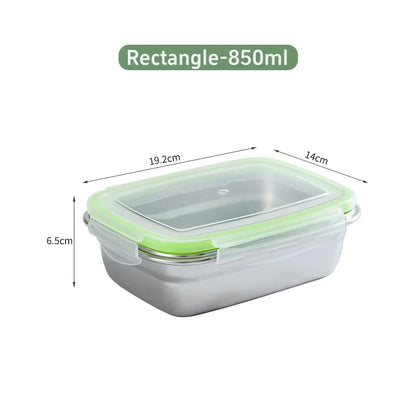304 Stainless Steel Fresh-keeping Box Sealed Leak Proof Lunch Box Fruit Box with Lid Dumpling Container Refrigerated Storage Box