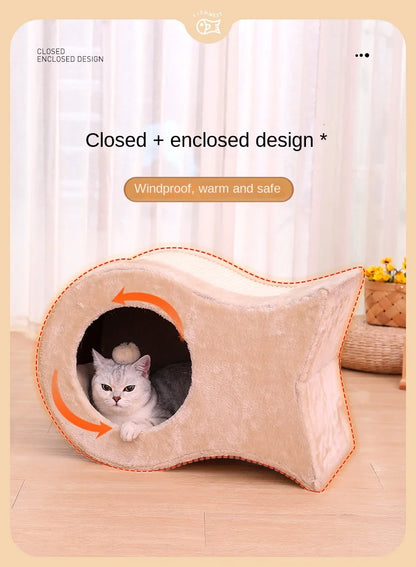 Cat Nest Warm Cat House Enclosed House All Year Round Winter Cat Sleeping Nest Pet Supplies