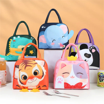 Cartoon Animals Children's Lunch Bag Portable Cartoon Handbag Thickened Insulation Fresh Refrigerated Bag Children's Bag
