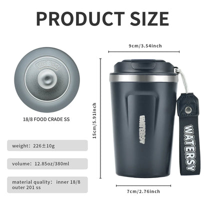 380ML Coffee Cup Stainless Steel Thermal Mug Double Wall Vacuum Insulated Water Bottle Office Home Portable Travel Car Mug