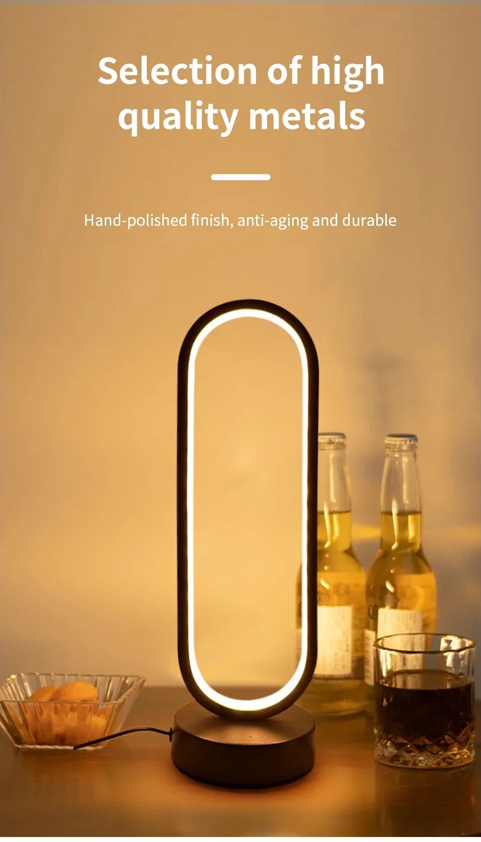 Slaapkamer Ringlamp Woonkamer Driekleurig Dimbare Bedlampje Led Nachtlampje Ambient Light Desk Nightstand Table Accessories