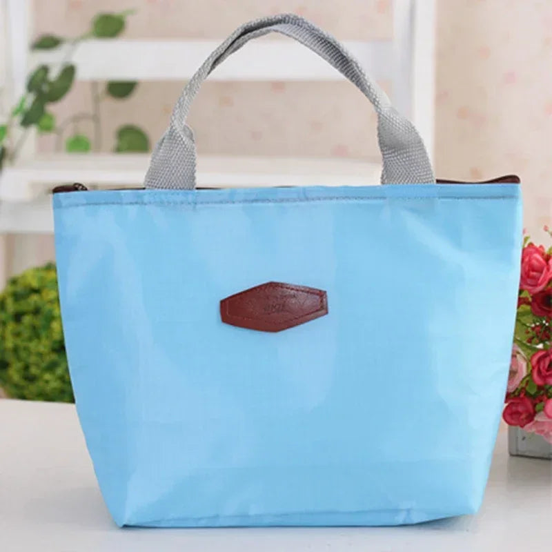 Lunch Box Camping Picnic Bag Lunch Bags Solid Color Portable Insulated Refrigerated Bag Cold Food Cooler Thermal Handbag Hot