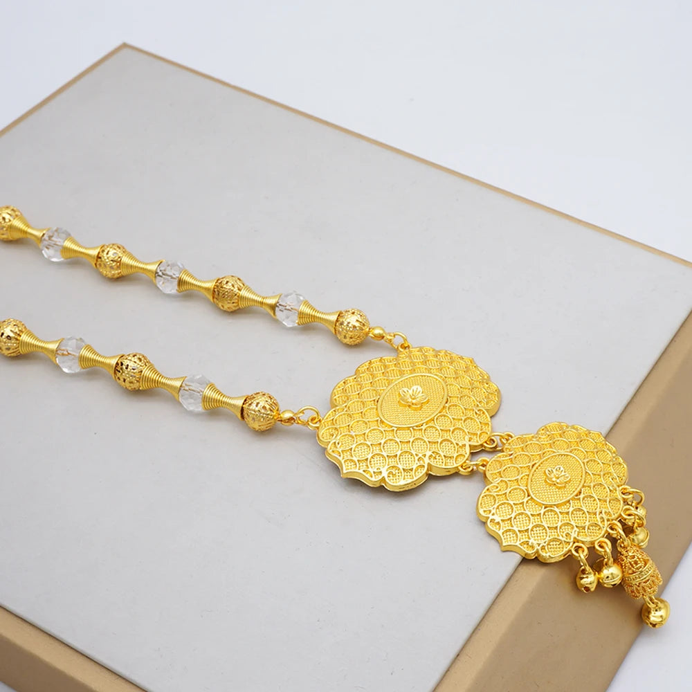 2023 Fine Jewelry Sets For Women Dubai Bridal Wedding Gifts Necklace Bracelet Earrings Ring Jewellery Set African Bead jewelry