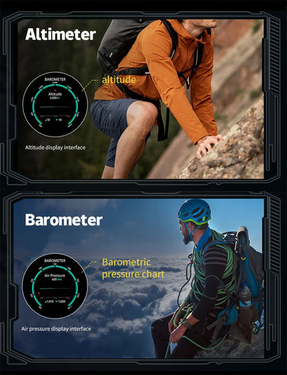 Military GPS Smart Watch Men AMOLED HD Screen Altitude Compass Heart Rate Sports Watch BT Calling IP68&10ATM Waterproof Watch