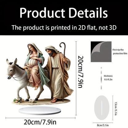 Jesus Nativity Statue Traditional Lightweight Multifunctional 2D Flat Acrylic Ornament for Gifts Friends Office Family Tabletop