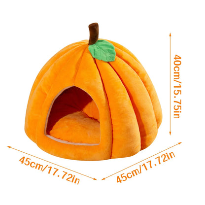 Creative Pumpkin Pet House Autumn And Winter Cat And Dog Semi-enclosed Pet Bed Warm And Thick Cat And Dog Nest Pet Supplies