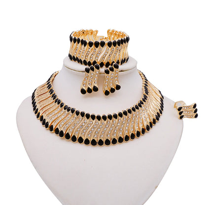 2023 Fine Jewelry Sets For Women Dubai Bridal Wedding Gifts Necklace Bracelet Earrings Ring Jewellery Set African Bead jewelry