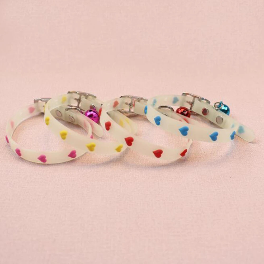 Luminous Cat Necklace Glowing Small Dog Collar Anti-Loss Fluorescent Silicone Bell Collar Neck Ring Pet Cats Accessories