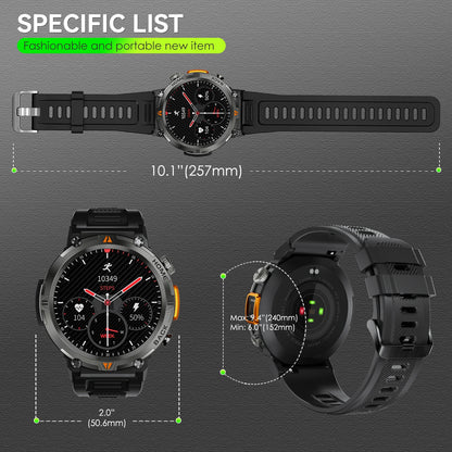 EIGIIS KE3 Smart Watch 3ATM Waterproof Original Design For Men Bluetooth Call Health Monitor With Flashlight 100+ Sports Modes