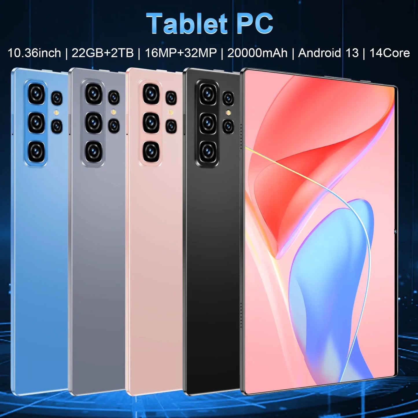2025 Tablet Android 20000mAh 10.36 inch Global Version 22GB+2TB New Network 14 Core Android 13.0 Wifi Tablet