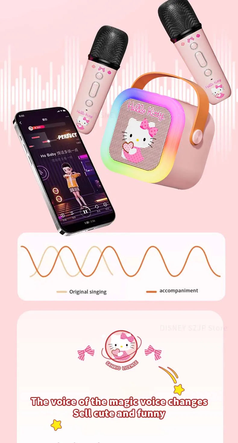 Sanrio Bluetooth Speakers ML07 Karaoke Machine Portable Speakers Bluetooth with Mic LED Light Machine Home Family Singing Gift
