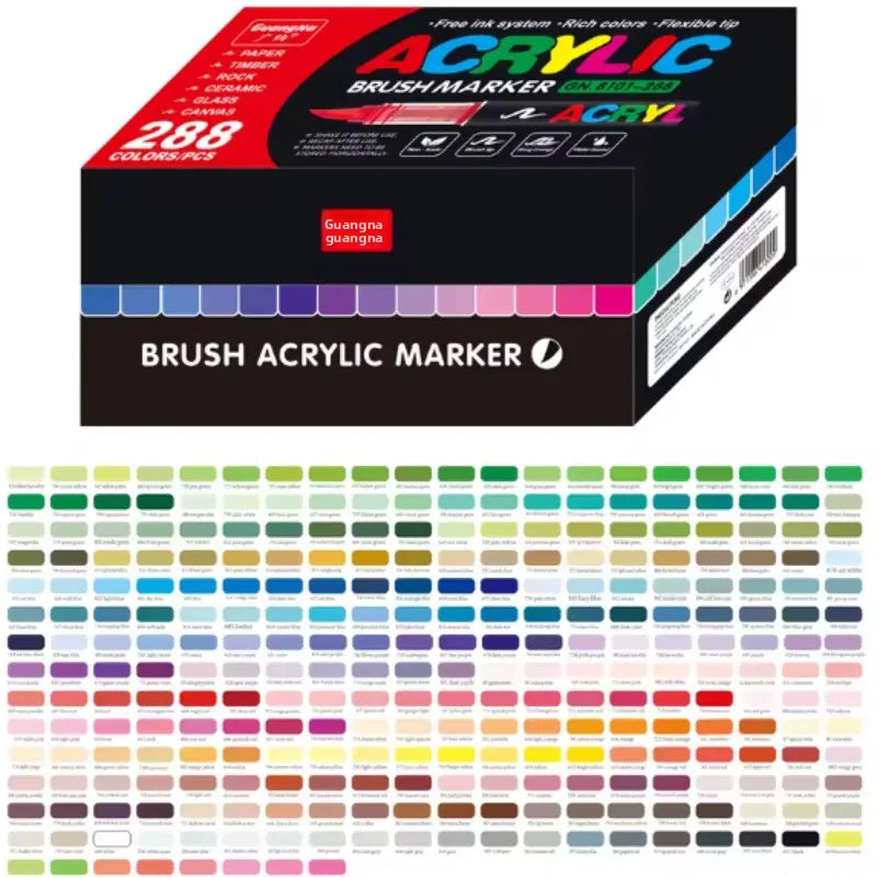 168-288 Colors Liquid Acrylic Marker Pens,Brush Soft Tip Juicy Ink Art Supplies For Students,GuangNa Stationery School Supplies