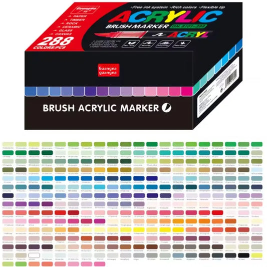 168-288 Colors Liquid Acrylic Marker Pens,Brush Soft Tip Juicy Ink Art Supplies For Students,GuangNa Stationery School Supplies
