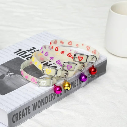 Luminous Cat Necklace Glowing Small Dog CatCollar Anti-Loss Fluorescent Silicone CatBell Collar Neck Ring Pet Cat Accessories
