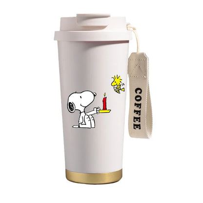 500ml Snoopys Stainless Steel Insulated Water Bottle Anime Kawaii Portable Travel Outdoor Car Tea Coffee Mug Cold Thermos Cup