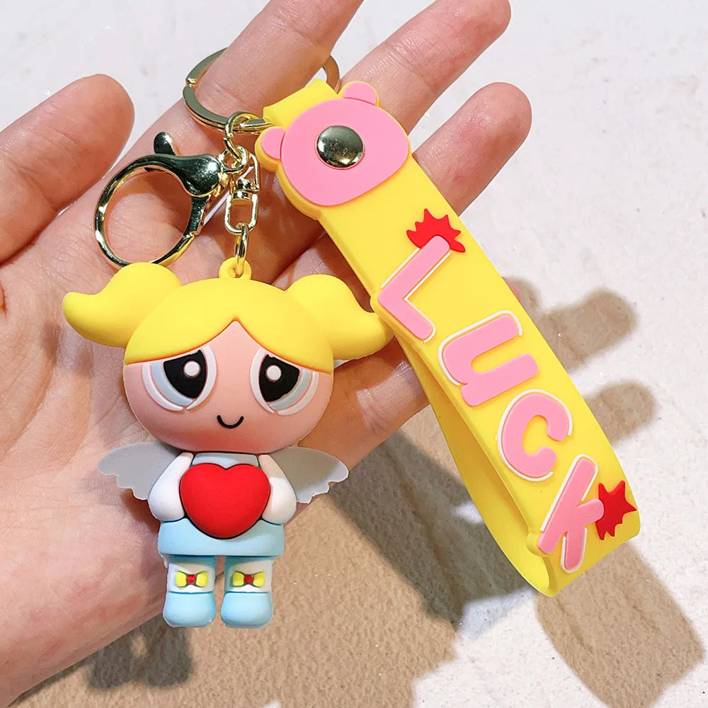 malefic keychain Powerpuff Girls Creative Keychain for Women Men Fans Cartoon Cute Silicone Doll Pendant Keyring Gifts Keys Hold