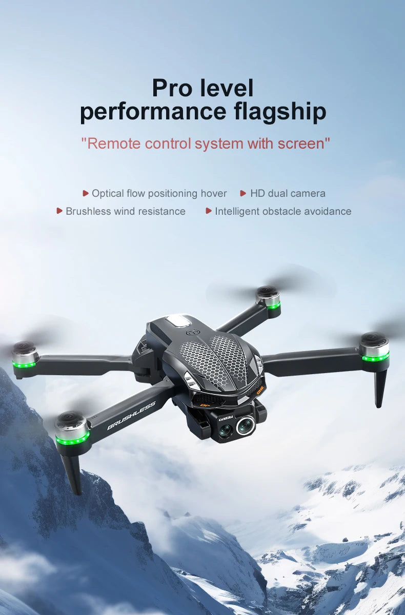2025 S168 RC Drone Brushless Motor 8K HD Dual Cameras Optical Flow Positioning and Intelligent Obstacle Avoidance Aircraft Toy