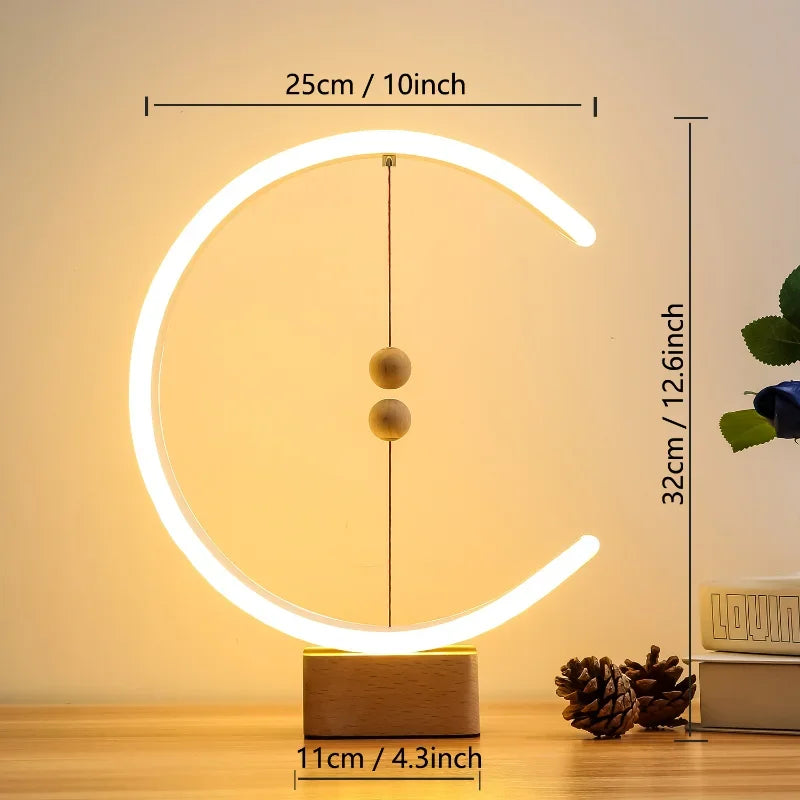 Nordic magnetic levitation balance lamp magnetic led table lamp bedroom bedside home decoration desk lamp Beech wood lampholder