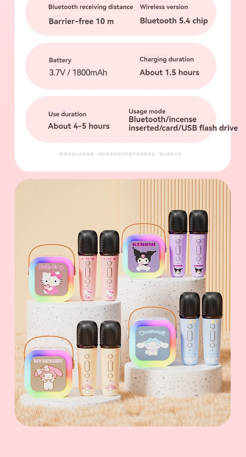 Sanrio Bluetooth Speakers ML07 Karaoke Machine Portable Speakers Bluetooth with Mic LED Light Machine Home Family Singing Gift