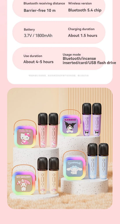 Sanrio Bluetooth Speakers ML07 Karaoke Machine Portable Speakers Bluetooth with Mic LED Light Machine Home Family Singing Gift