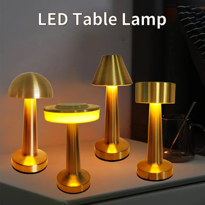 Retro LED Table Lamp Touch Dimmable Rechargeable Desk Light for Restaurant Coffee Bar Atmosphere Backlight Home Bedroom Decor