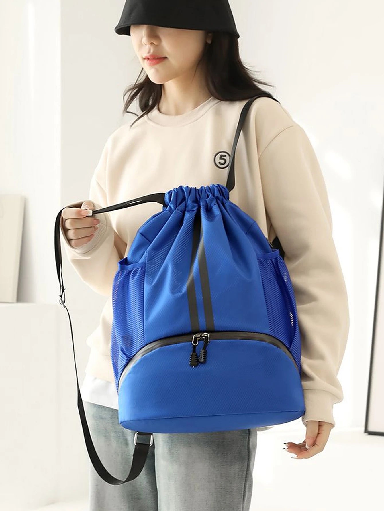 Basketball bag, swimming bag, dry wet separation women's storage bag, sports backpack, training and fitness drawstring backpack