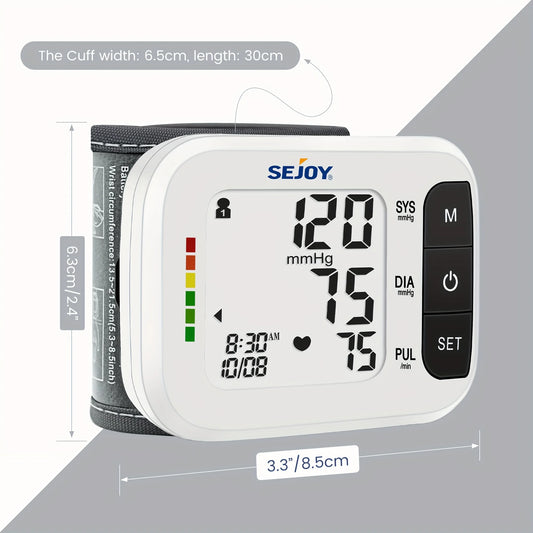 SEJOY Blood Pressure Machine Wrist Blood Pressure Cuff Wrist BP Monitor Wrist Cuff Automatic Monitor with Heartbeat Detection