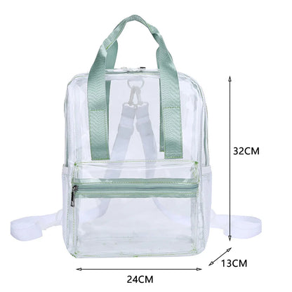 Transparent PVC Outdoor Sports Fitness Knapsack Casual Travel Visible Backpack Large Capacity Waterproof Top-Handle SchoolBag
