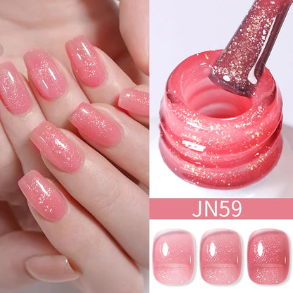 BORN PRETTY 10ml Wine Red Glitter Jelly Nude Gel Nail Polish Soak Off Translucent Color UV Light Cure for Nail Art DIY at Home