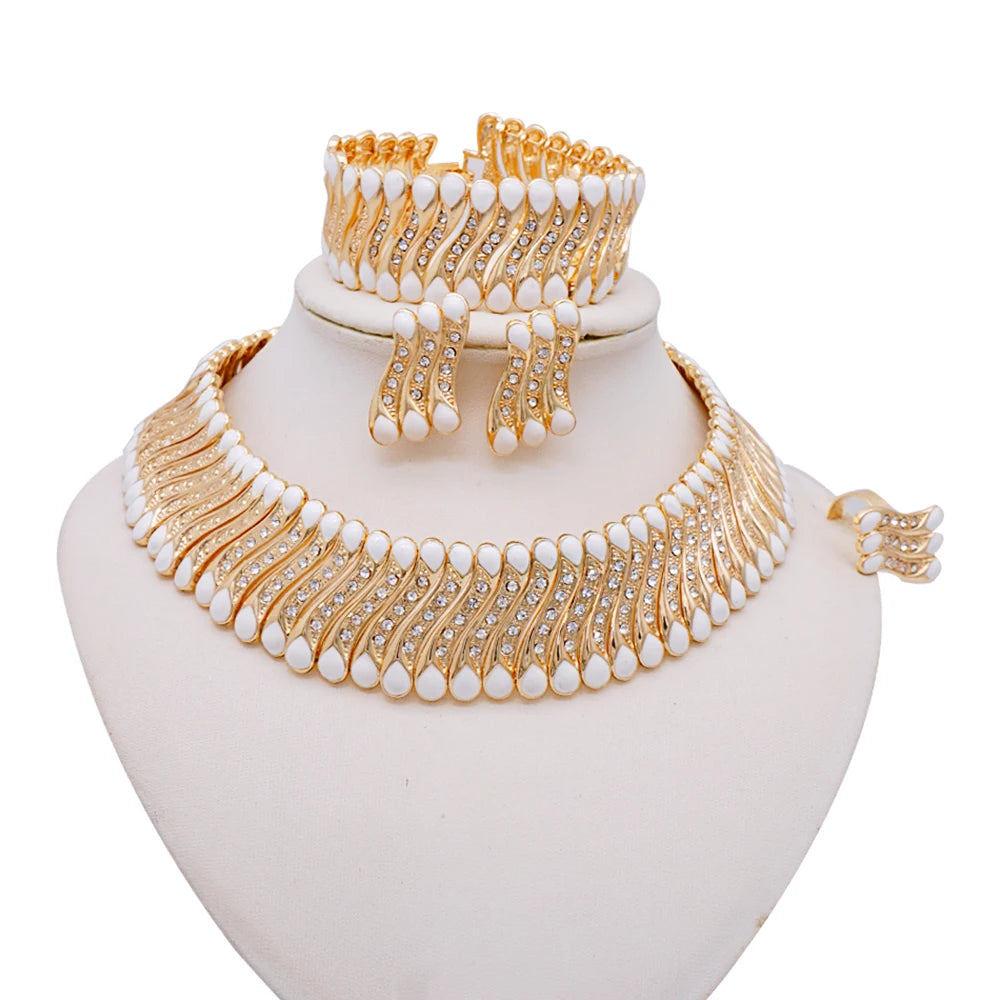 2023 Fine Jewelry Sets For Women Dubai Bridal Wedding Gifts Necklace Bracelet Earrings Ring Jewellery Set African Bead jewelry