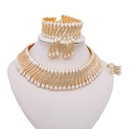 2023 Fine Jewelry Sets For Women Dubai Bridal Wedding Gifts Necklace Bracelet Earrings Ring Jewellery Set African Bead jewelry