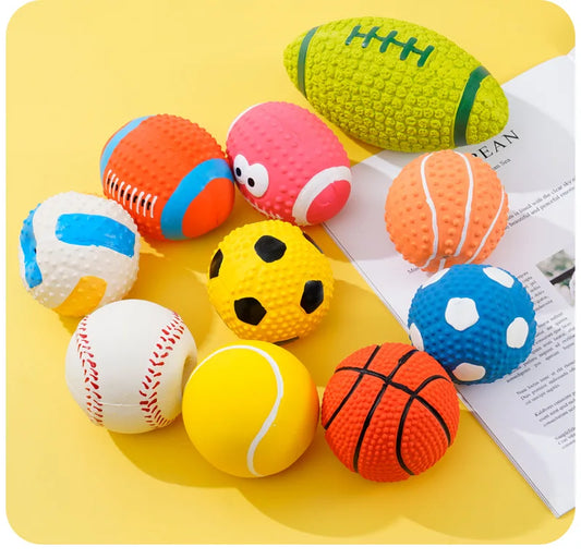 Pet Toys Olive Ball Squeaky Latex Dog Toy Ball S-L Soft Durable Interaction Smiling Face Rugby Dog Chewing Training Supplies