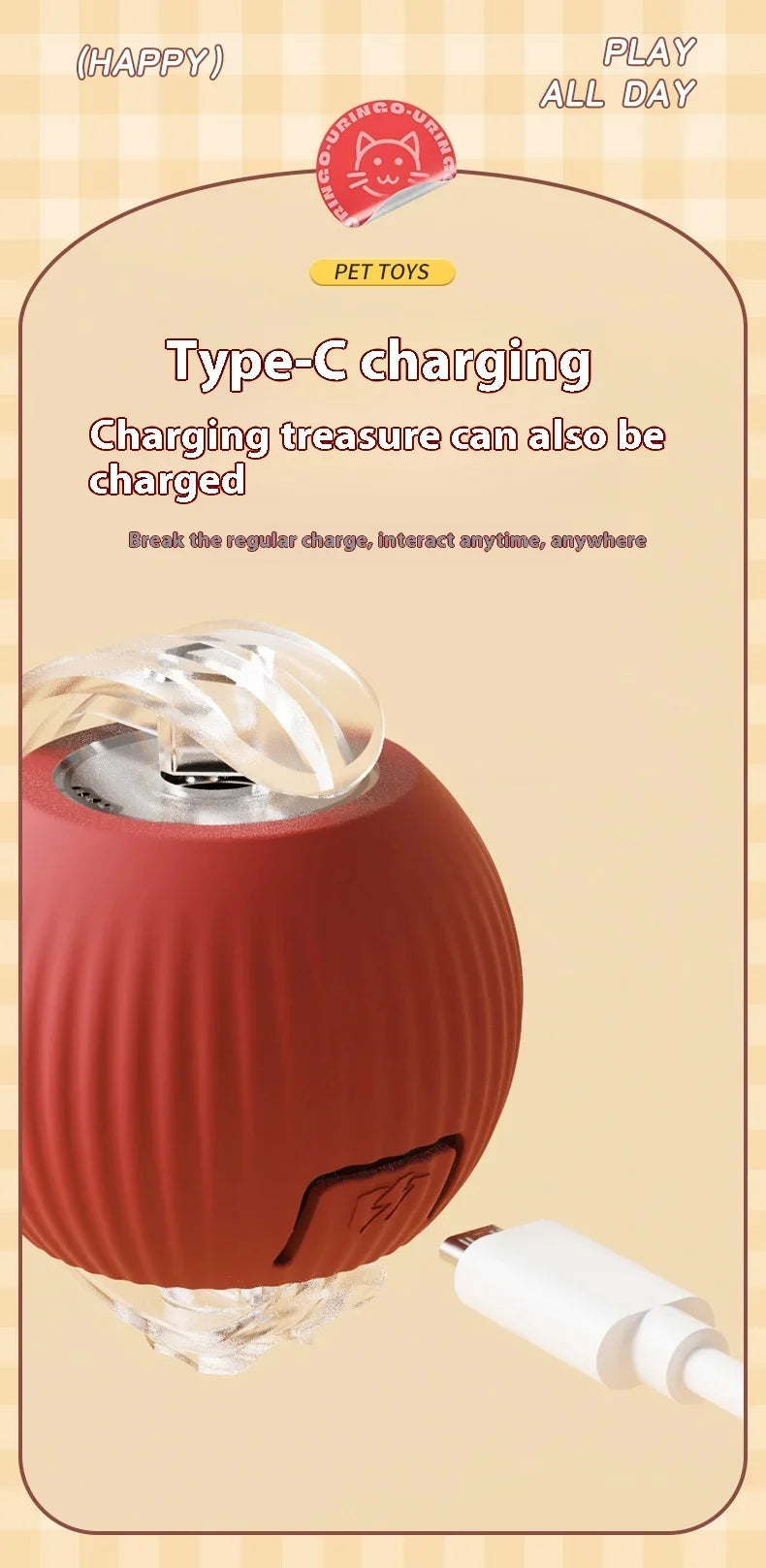 Smart Interactive Cat Toys Ball Auto Electric Rolling Ball Toys for Cat Kitty Pet Automatic Training USB Rechargeable Cat Toy