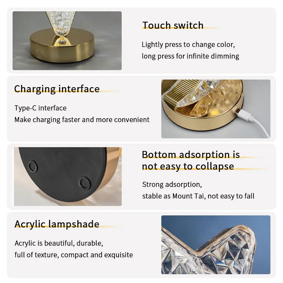 Moon Star Led Night Light Rechargeable Crystal Table Lamp Touch Switch Dimmable Ramadan Room Decor Ambient 3D Moon Lamp Eid Gift
